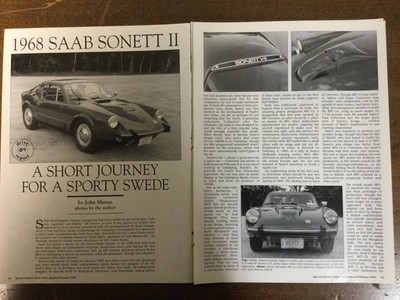 9063 Article Pictorial Drive Report 1968 SAAB Sonett II 9 page SUPER ARTICLE