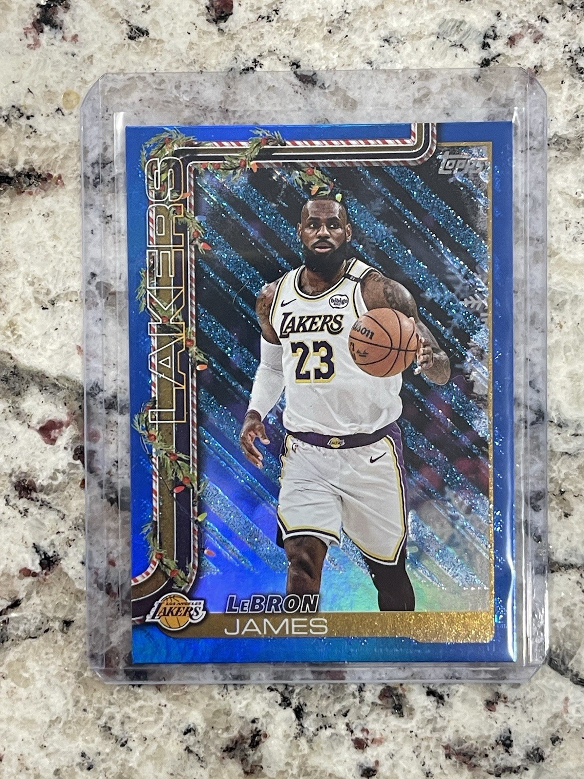 2025-26 Topps Holiday #H119 LeBron James Blue Metallic Glitter Lakers