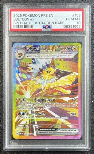 JOLTEON EX PSA 10 2025 POKEMON PRISMATIC EVOLUTIONS #153/131 PRE EN SIR 1655