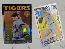 2021 Topps Chrome 1986 Topps Baseball Casey Mize RC Rookie + Bowman Chrome Tiger