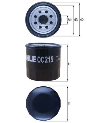 Mahle OC 215 Oil Filter for Bedford, Changanese, Cherry, Chevrolet, Daewoo, Daihatsu, Geo,
