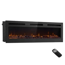 60 inch Electric Fireplace Wall Mounted Recessed with Remote Control 1500W