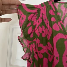 Velvet By Graham & Spencer Aleah Top Blouse Womens S Pink Green Lightweight