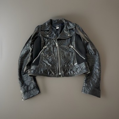 00s Biker Miss Sixty Avant Garde Leather Jacket Gothic Moto Women s