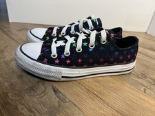 Converse All Star Shoes Girls 13 Junior Black Metallic Stars Low Sneaker 670690F