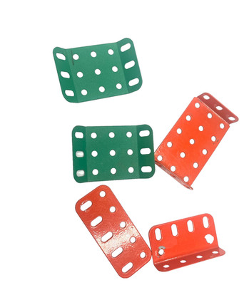 MIXED LOT OF 5 MECCANO FLANGED PLATES ORANGE & GREEN MODERN ERA