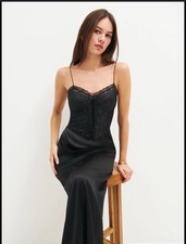 Reformation Black Lace Peniel Silk Woman’s Dress US Size 2