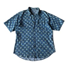 Vintage 90s Quicksilver Button Up Shirt Mens Small AOP Aztec Geometric Surf