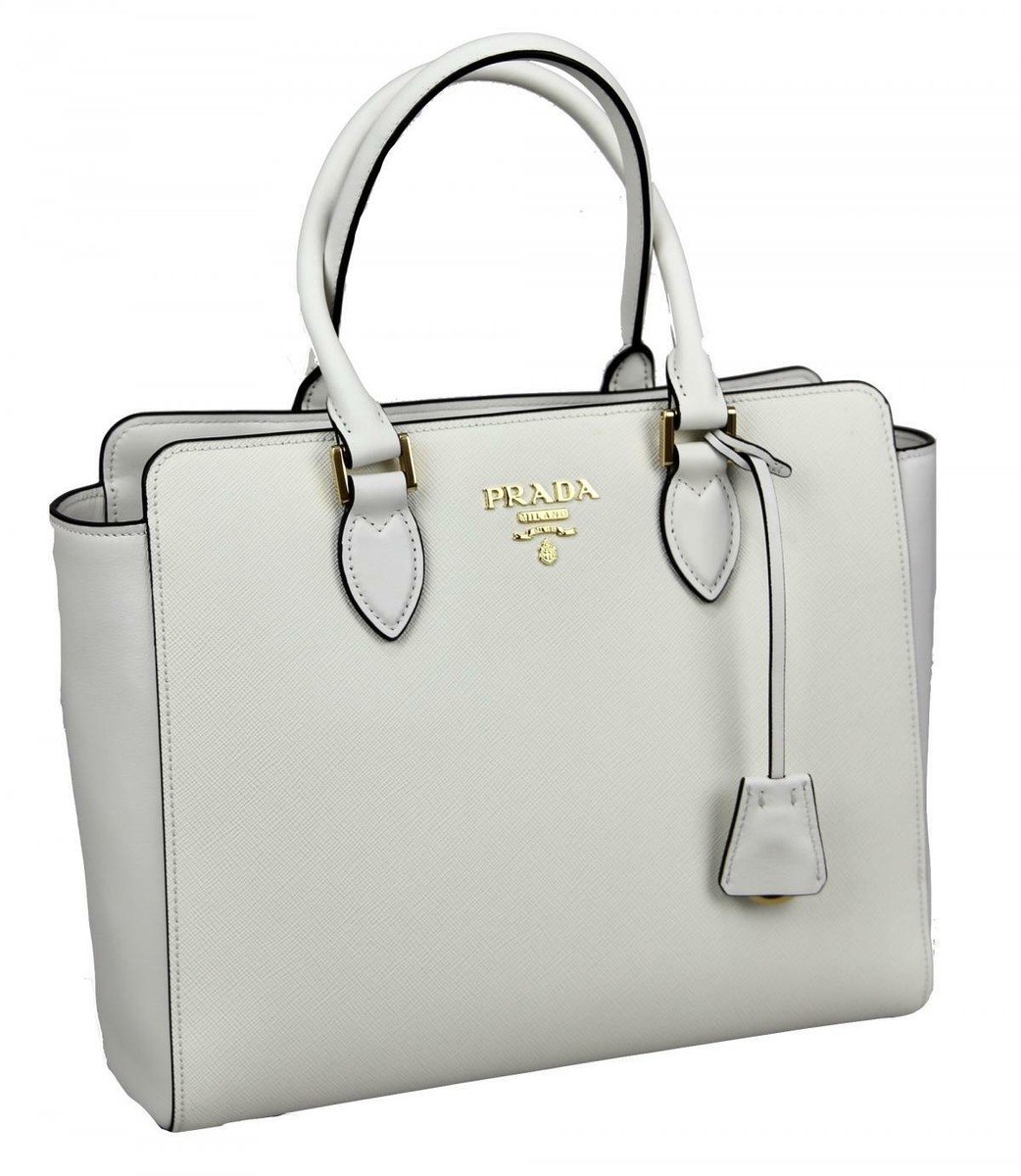 AUTH LUXURY PRADA SAFFIANO SHOULDER BAG HANDBAG 1BA189 WHITE AUTH LUXURY PRADA SAFFIANO SHOULDER BAG HANDBAG 1BA189 WHITE