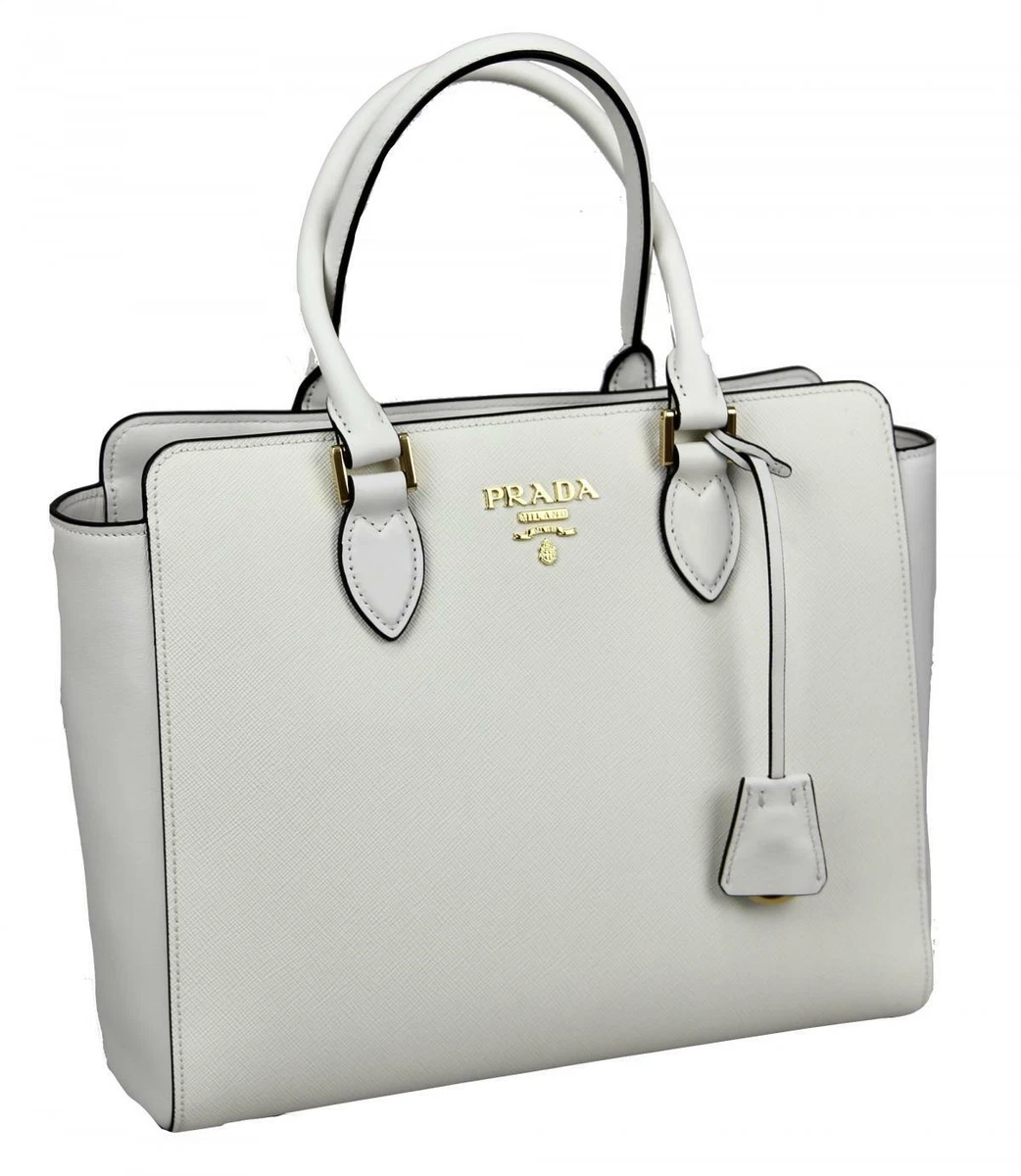 AUTH LUXURY PRADA SAFFIANO SHOULDER BAG HANDBAG 1BA189 WHITE