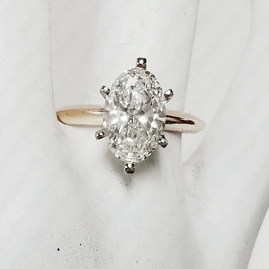 3.25Ct IGI E VS1 OVAL CUT LAB GROWN DIAMOND ENGAGEMENT RING IN 14K TWO-TONE GOLD - Image 2 of 4