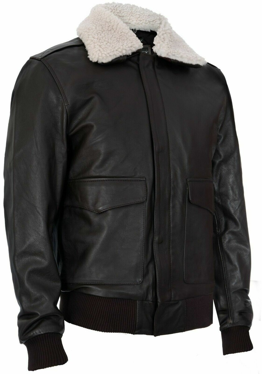Men's Air Force A2 USAF Brown Pilot Aviator Real Leather Flight