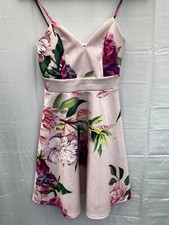 Lipsy Dress size 8 pink floral sleeveless polyester blend womens
