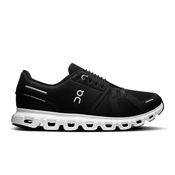 On Mens Cloud 6 Black White Running Shoes