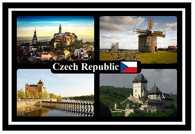 SOUVENIR NOVELTY FRIDGE MAGNET CZECH REPUBLIC FLAG / SIGHTS / GIFTS PRAGUE