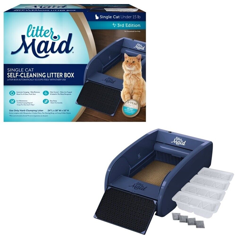 Cat Self Cleaning Litter Box With Automatic Scooping Rake Waste Removal