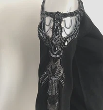 Y2K The Limited Top Womens Small Beaded Open Rave Biker Club Fairy Disco Stretch