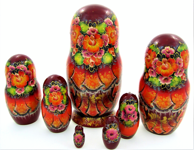 7 Poupées russes Matriochka H22 Exclusive Miniature Palekh Peinte main
