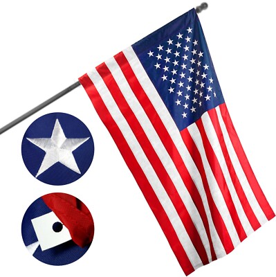 American US USA Pole Sleeve Flag United States 2x3 Feet Embroidered Polyester