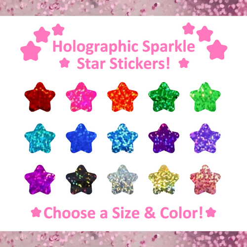 Holographic Sparkle Bubble Star Stickers! - 1/4" to 3 inch - Rounded Point Stars - 第 1/3 張圖片