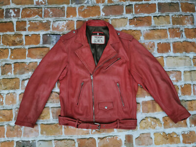 Chevignon Vintage Biker Leather Negan Motorcycle Red Casual