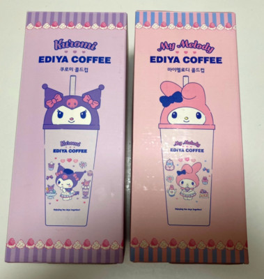 Korea EDIYA Coffee Cold Cup Kuromi + My Melody Coldcup 530ml Best Gift SET, EMS