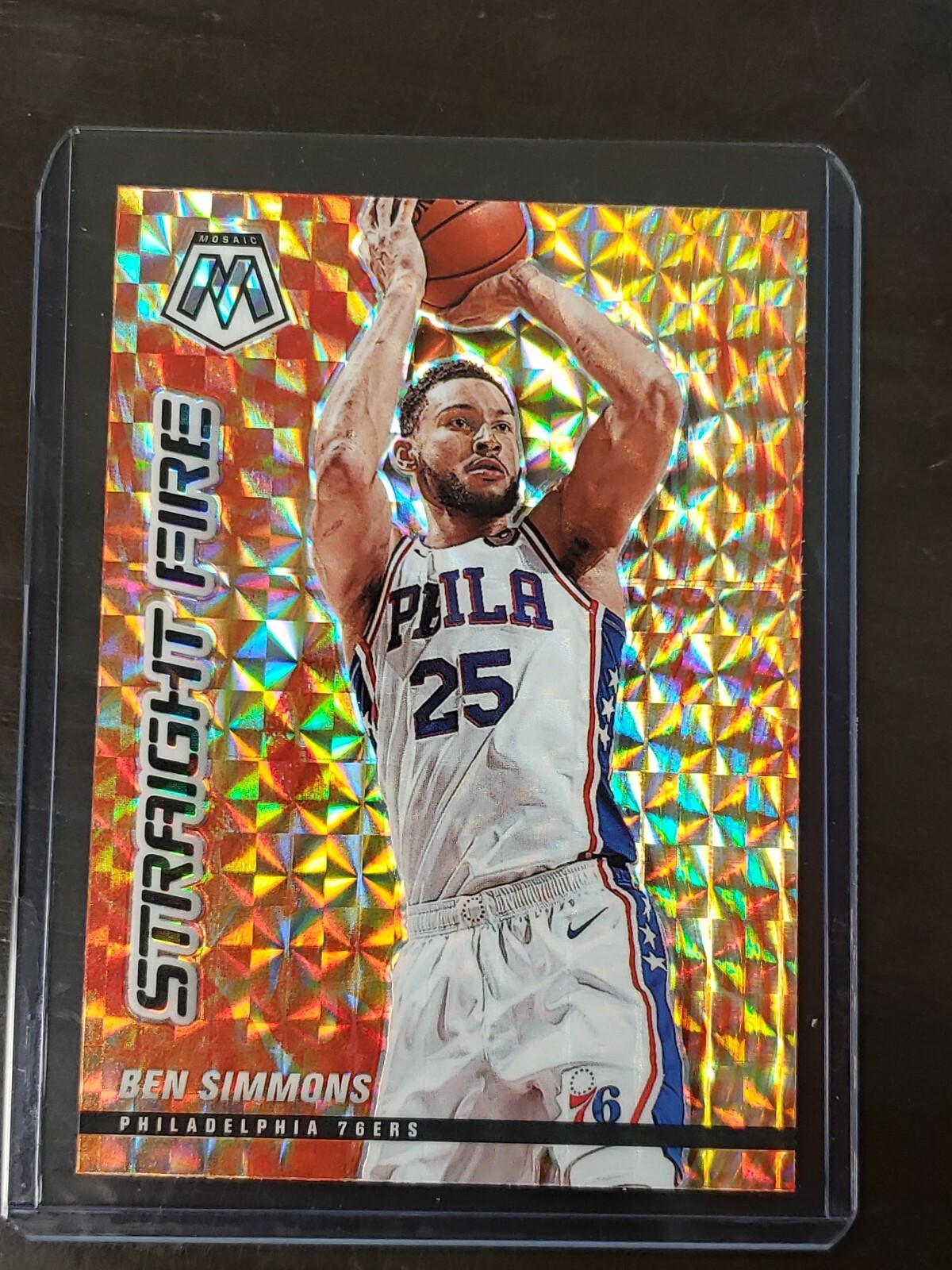 2020-21 Mosaic Ben Simmons Straight Fire SSP Prizm Insert Philadelphia 76ers #12