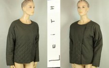 Leith From Nordstrom Army Military Green Cotton Quilted Cropped Coat Jacket M