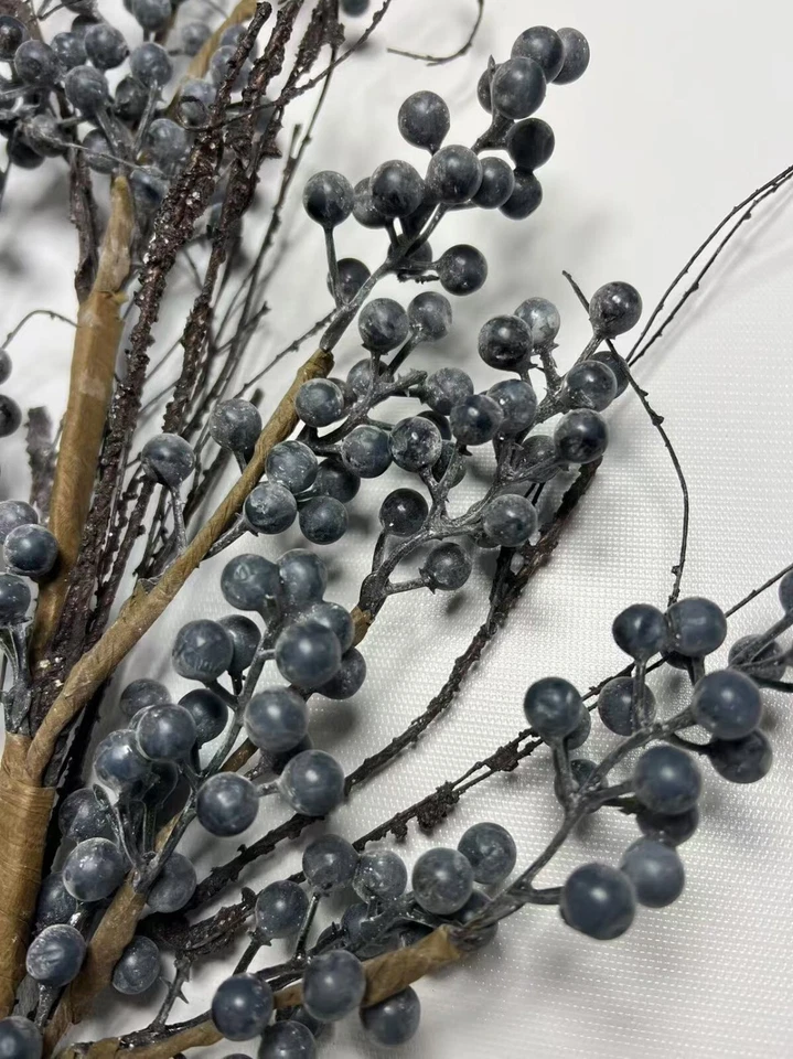 "Vástago en aerosol de arándanos artificiales de 24"" azul marino imitación bayas rústicas decoración de granja" Foto 3 de 4