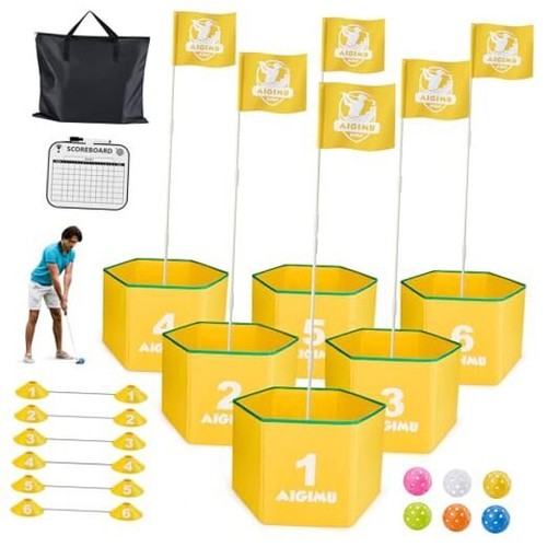 Golf Bucket Game 6 Holes,Golf Yard Games for Adults and Family,Golf