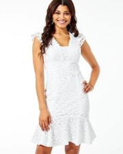  268 NEW Lilly Pulitzer MARLYN DRESS Resort White Hey Hey Bouquet LACE WEDDIN 10