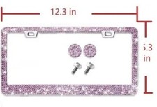 1pc Bling Rhinestones License Plate Frame Sparkling Pink Crystal Diamond 1pc Bling Rhinestones License Plate Frame Sparkling Pink Crystal Diamond