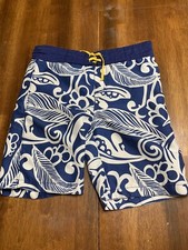 Gymboree Boys Swim Trunks Size 6 Blue N White Tropical