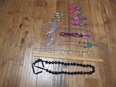 Costume Jewelry; 7 Necklaces- Some New!/5 Pair Drop Earrings