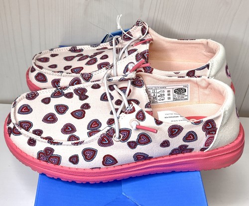 Hey Dude Wendy Youth Hearts Shoes Pink Valentine’s Day Size 3 YT3 Slip On - Picture 6 of 7