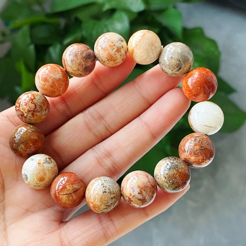 13.5mm Natural Orange Jade Coral Quartz Crystal Beads Bracelet AAA C869 - Picture 3 of 7