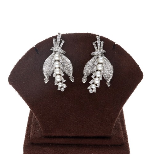 Elegant Cz und Perlen Blätter Design Halskette Und Ohrring Set - Bild 3 von 12