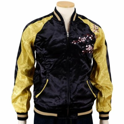 Sukajan Geisha Girl Sakura Fuji Japan Satin Embroidery Souvenir