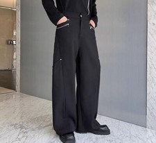 Men's Fashion Punk Gothic Zipper Loose Black Trousers Youth Casual Party Pants