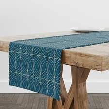 Table Runner Navy Blue Art Deco II | Unique Design Table Decor | Made in EU
