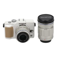 DDP OLYMPUS PEN E-PL2 White Double Zoom Kit 14-42mm 40-150mm Lens Japan EXC