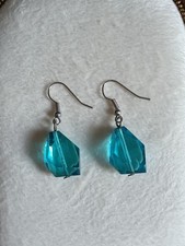 Blue Simulated Crystal Rectangle Dangle Drop ...