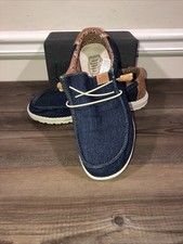 Hey dude, women  s loafers blue Jean size 10  