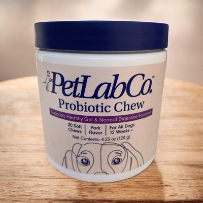 PetLab Co Probiotic for Dogs Gut Health Digestion Pork Flavor 30 Chews Exp: 1/26