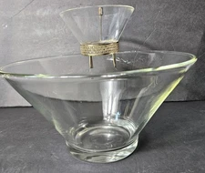 Mid Century MCM Anchor Hocking Clear Glass Vintage  Chip and Dip Set, Serveware