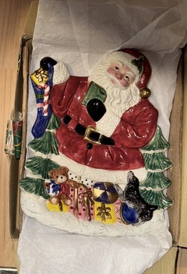 VINTAGE Fitz & Floyd Teller Happy Holiday Santa Weihnachten Plätzchen Servierplatte