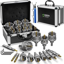 9/16"-2-1/8" Hole Saw Kit, Carbide, for Metal & Stainless Steel