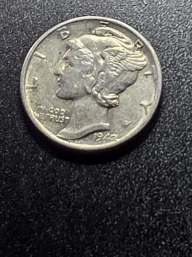 1942 Mercury Dime 10c DDO Almost Uncirculated Silver Coin AU Doubled Die Error