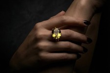 Lemon Quartz Ring Anemone Jewelry Oval Cut 16x20mm Gold Filled Gift