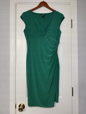 Lauren Ralph Lauren Faux Wrap Kelly Green Cocktail Dress Size 8 Stretchy Ruched